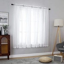 Sheer Curtains 54 Inch Long 2 Panels Set, Short 42"W x 54"L Pack of 2 White