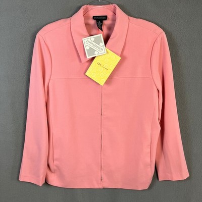 Dialogue Women's Stretch Full Zip Blazer Jacket Size 16 Coral Pink NWT