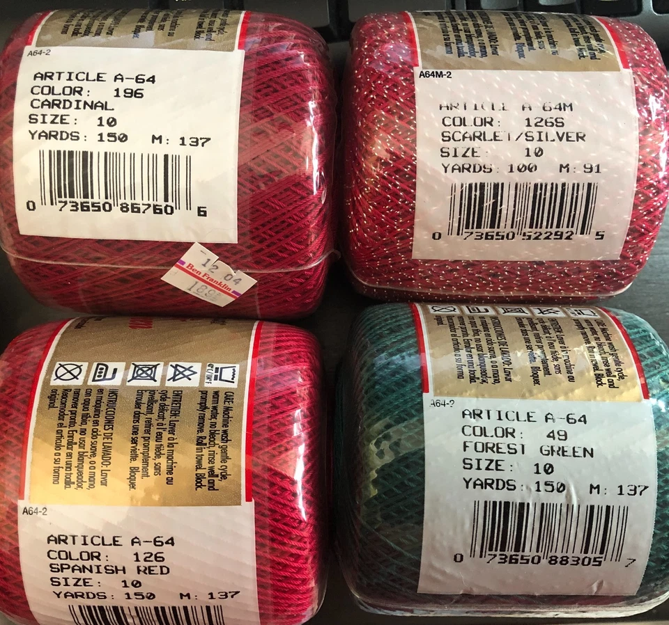 J&P Coats KNIT-CRO-SHEEN Crochet Thread- MANY COLORS Metallic and plain - Image 3 of 4