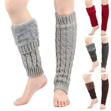 Women Crochet Leg Warmers Thick Knit Knee High Solid Winter Soft Long Boot Sock