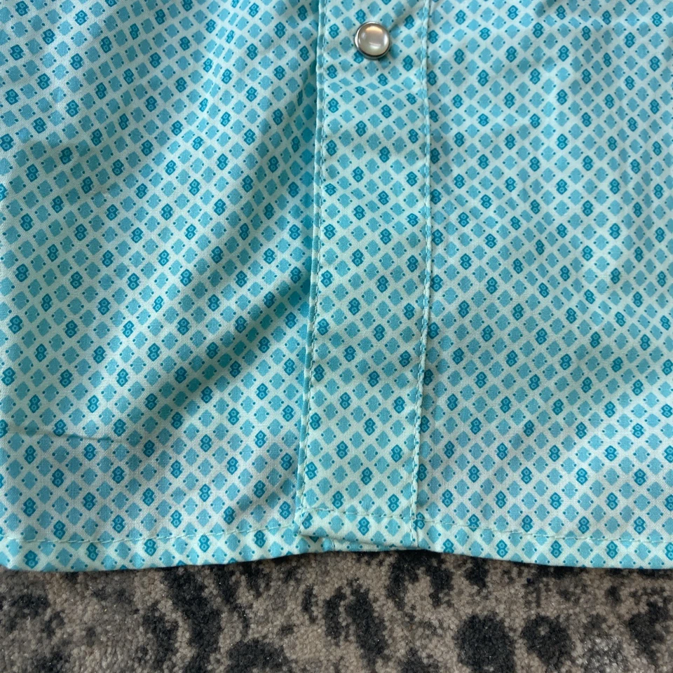 Camisas Wrangler Wrancher para hombre XL diamante estampado geométrico perla camisa a presión L/S Foto 4 de 4