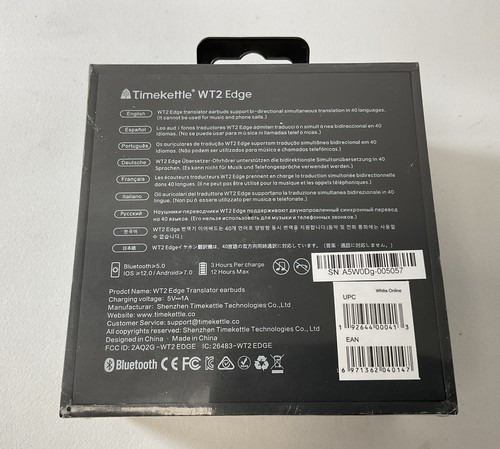 Écouteurs Timekettle WT2 Edge Traductor - 40 langues en ligne / 8 langues hors ligne - SCELLÉ - Photo 2/4