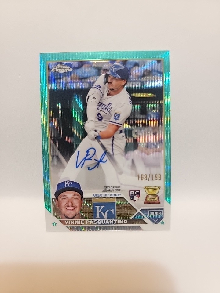 Topps 2023 Chrome Vinnie Pasquantino Royals Rookie Auto Aqua Wave #RA-VP /199