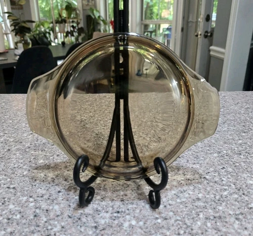 Vtg Pyrex England Brown Amber Glass Replacement Lid 6" ID - Chip