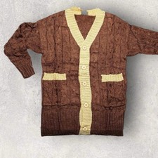 LuLaRoe Womens Cable Knit Lucille Cardigan Sweater Brown Size Large NWT