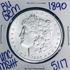 1890 BU UNCIRCULATED MORGAN SILVER DOLLAR AUTHENTIC U.S. MINT FREE SHIPPING 5117