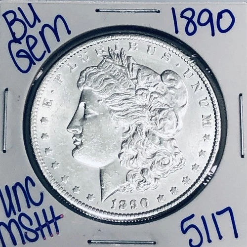 1890 BU UNCIRCULATED MORGAN SILVER DOLLAR AUTHENTIC U.S. MINT FREE SHIPPING 5117