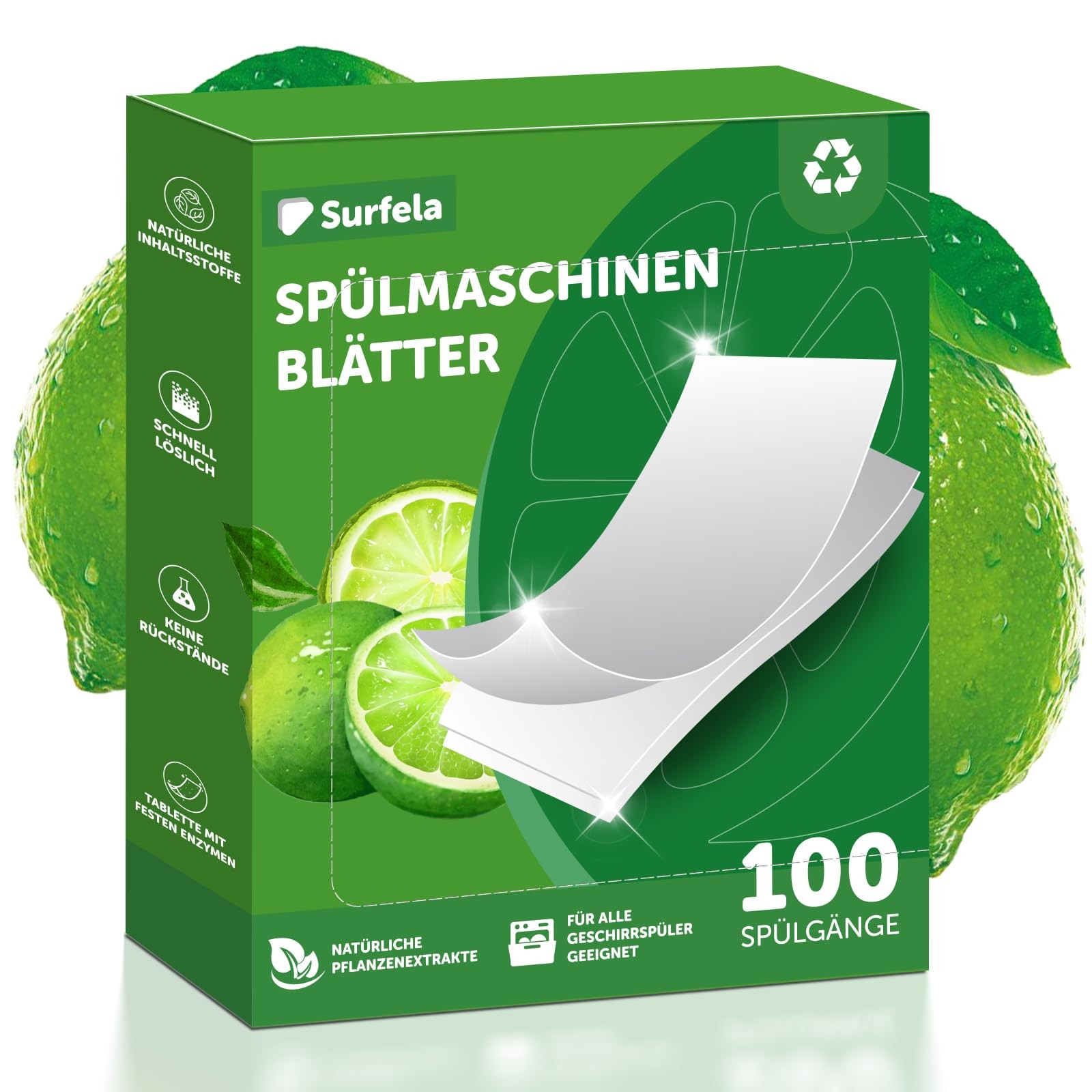Fogli per Lavastoviglie 100 Lavaggi Senza Plastica e Sostenibili Pulizia Potente