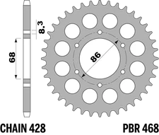 Steel PBR Sprocket for Modenas 135 GT 2006-2014 42T