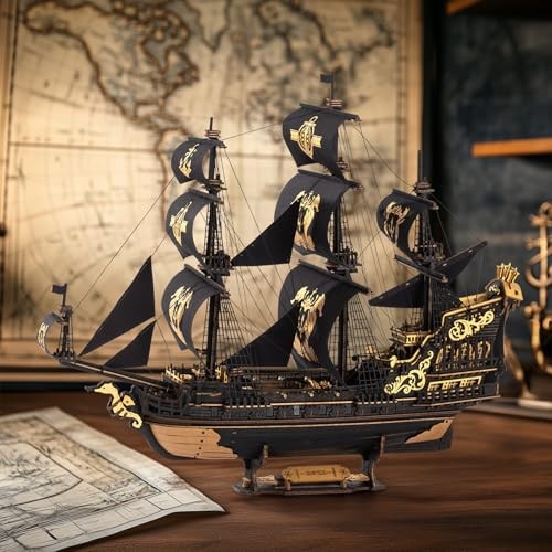 3D Holzpuzzle für Erwachsene, Seepferdchen Barke Modellbausatz, 603 Teile 3D Puzzle - Bild 3 von 7