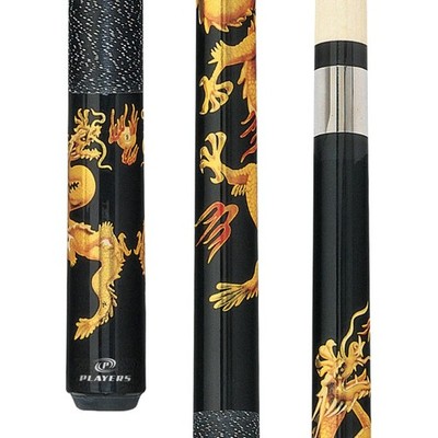 Players D-DRG Midnight Black with Golden Dragons Pool Cue - Canadian Rock Map...
