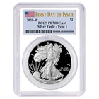 2021-W Proof $1 Type 1 American Silver Eagle PCGS PR70DCAM FDOI Flag Label