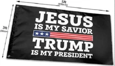 3X5 JESUS IS MY SAVIOR TRUMP IS MY PRESIDENT TRUMP 2024 BLACK FLAG BANNER 100D