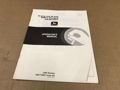 Vintage John Deere 15/30 Amp Battery Chargers Operator's Manual, OM-TY3827-G2
