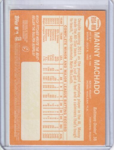 2013 TOPPS HERITAGE MANNY MACHADO "SAN DIEGO PADRES/ ORIOLES" AUTOGRAPH AUTO - Picture 2 of 2