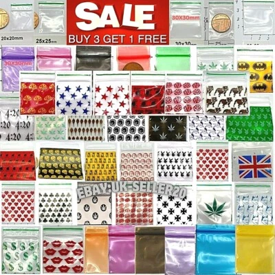 100 Small Color & Clear Plastic zip bags zipper Baggies Grip Seal NEW Resealable