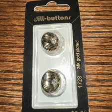 New Vtg Dill Buttons 24K Gold Plated #1728 15mm 5/8” Made In Germany