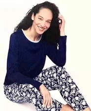 Lands' End Women's Knit 2-piece Pajama Set Long Sleeve B55