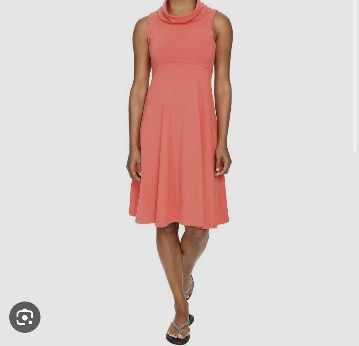 fig pink dress Fig Safari Coral Pink Sleeveless Cowl Neck Midi Length Dress Womens Size M  EUC