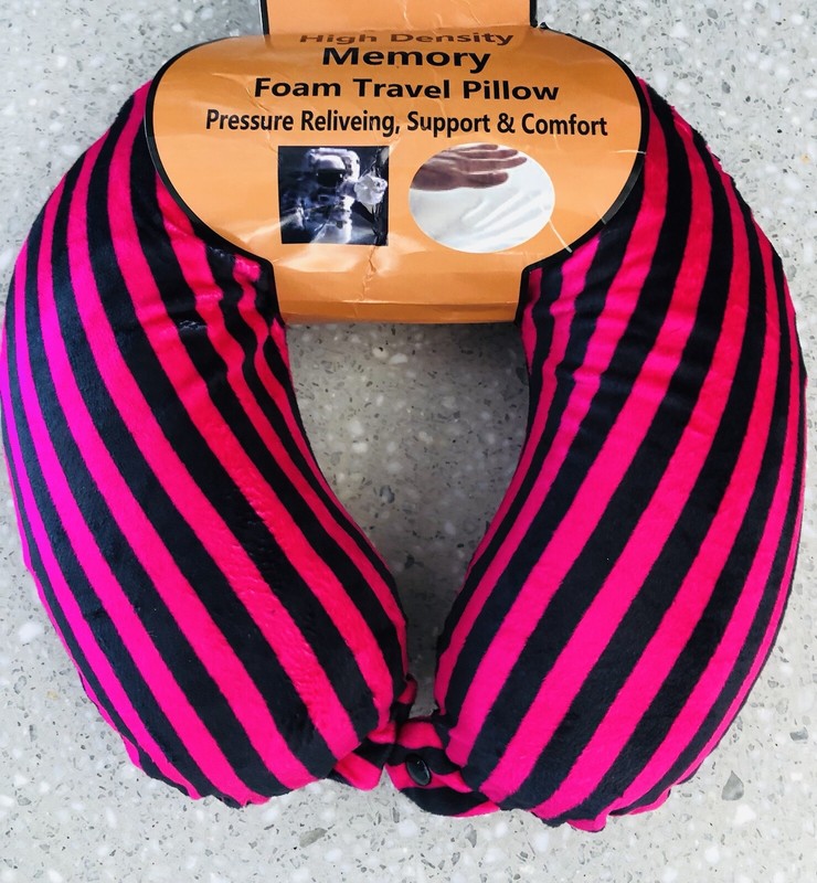 Memory Foam Neck Travel Pillow w/ SnapOn High Density U-Shape Strips