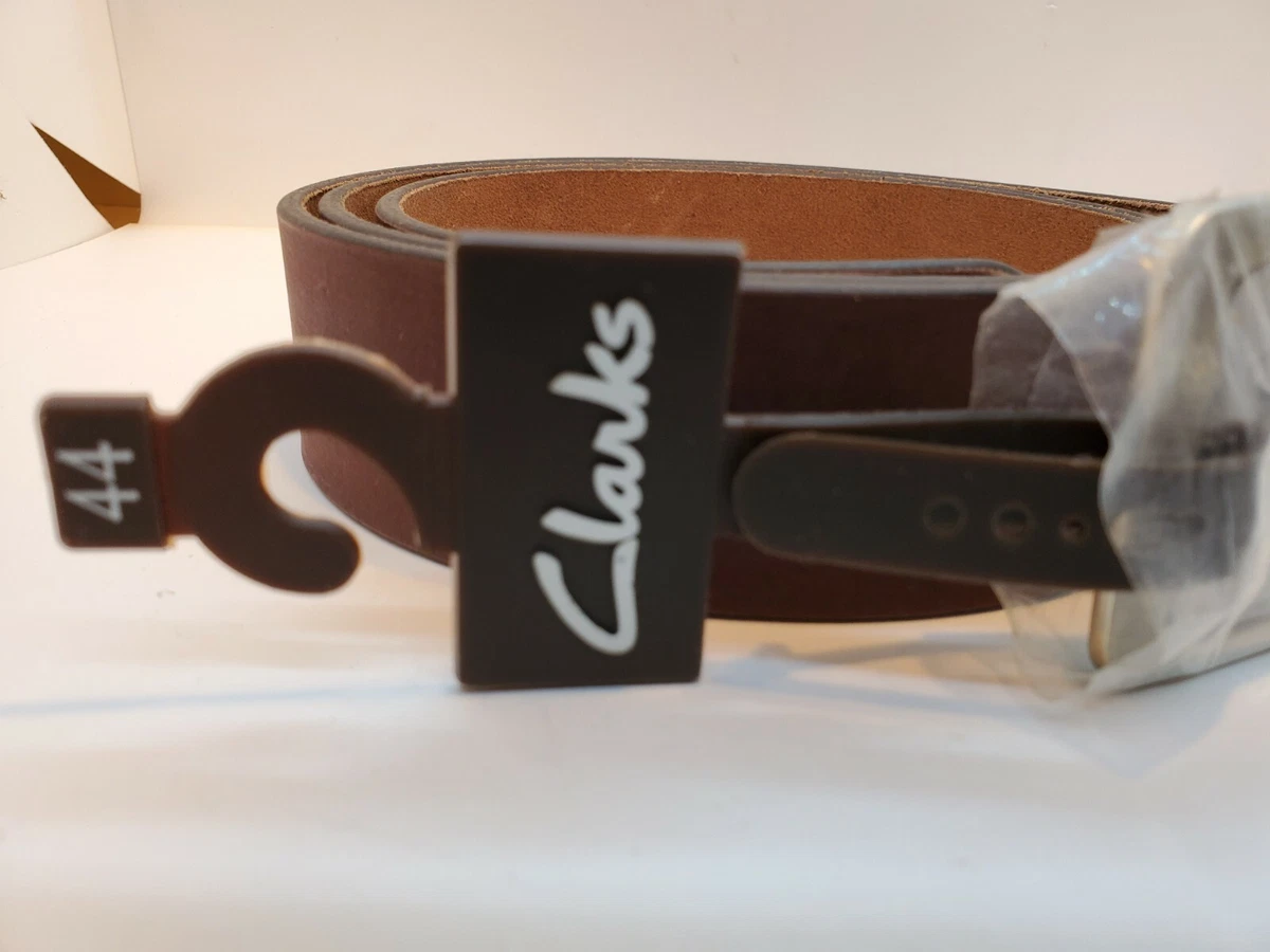 Clark s Men s Genuine Leather Brown Tan Metallic Buckle Belt Size