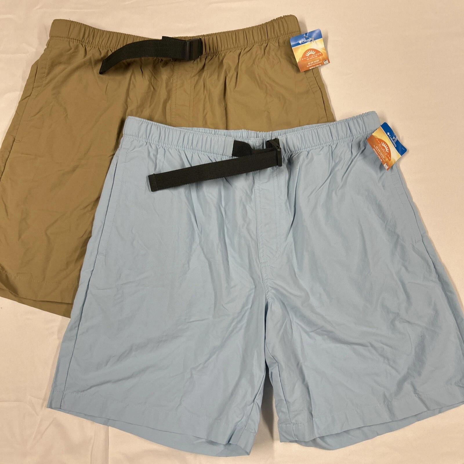 (Two Pack) Columbia Women's Blue and Tan Belted Cargo Shorts Size M 8L NWT