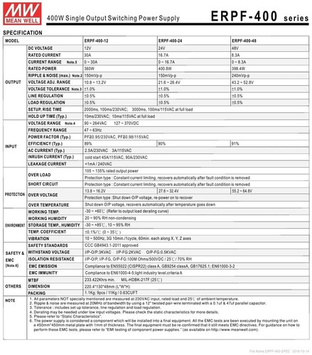 MEAN WELL ERPF-400-12 LED POWER SUPPLY - Afbeelding 4 van 5