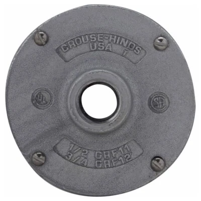 EATON CROUSE-HINDS INDUSTRIAL Crouse-Hinds GRF12, Round Outlet Box Cover, 3/4 Grf Surface Iron Hub Cvr, 1 PC