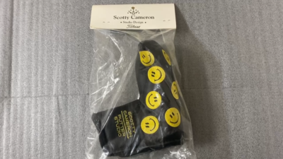 SCOTTY CAMERON Putter Cover Head Cover Smiley Face Black/Yellow