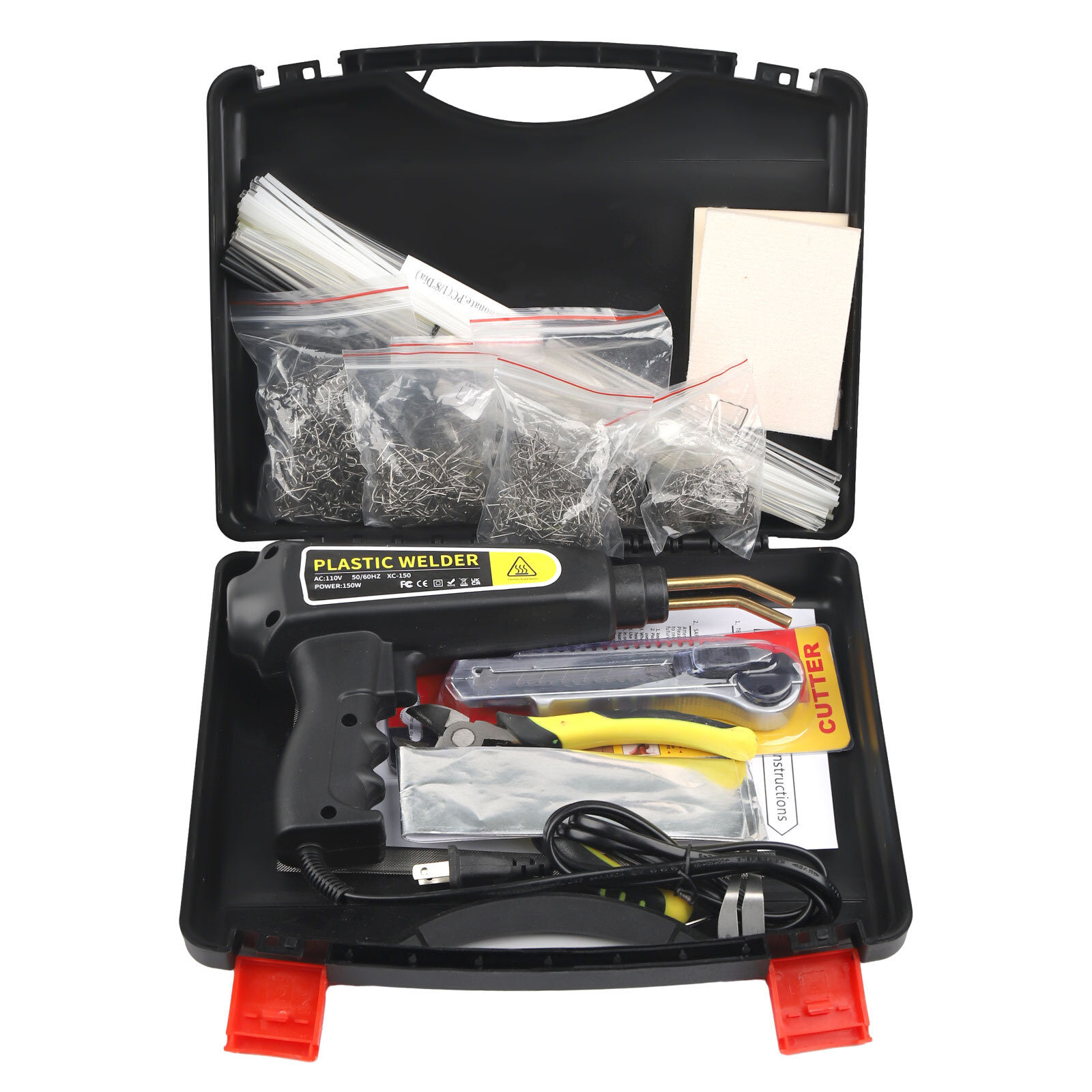 Hot Stapler Car Bumper Fender Fairing Welder Gun Plastic Repair Kit +800 Staples-image