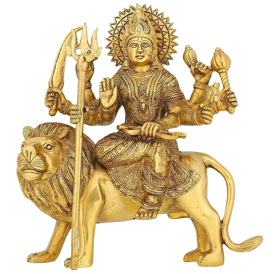 Goddess Maa Durga Devi Mata Rani Sitting on Lion Idol Statue ...