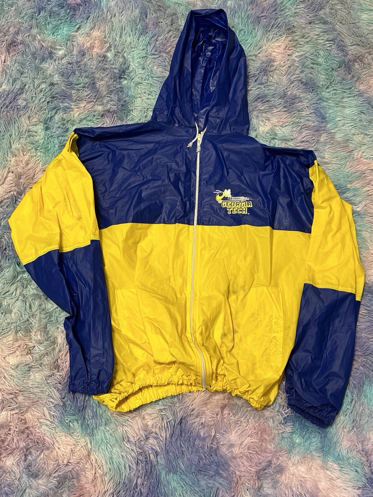Vintage 90s NCAA Georgia Tech Yellow Jackets Windbreaker Rainmate Jacket Mens XL
