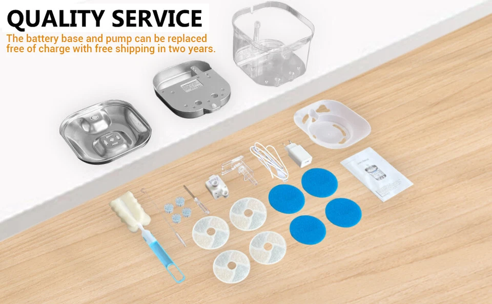  Trinkbrunnen für Katze Kabellos Edelstahl Katzenbrunnen mit Sensor & 4 Filters - Bild 2 von 4