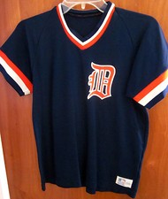 DETROIT TIGERS youth XL nylon jersey Old English D logo Sand Knit kids 1970s OG