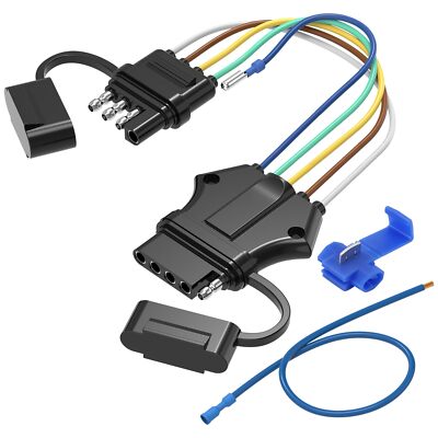4 Pin to 5 Pin Trailer Adapter 7.87'' 4 Way to 5 Way Flat Trailer Wire Adapter...