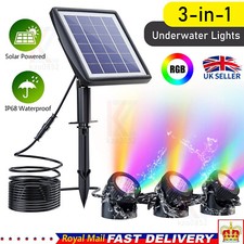 3in1 Underwater Solar Lamps RGB Submersible Pool Pond Aquarium Fountain Lights
