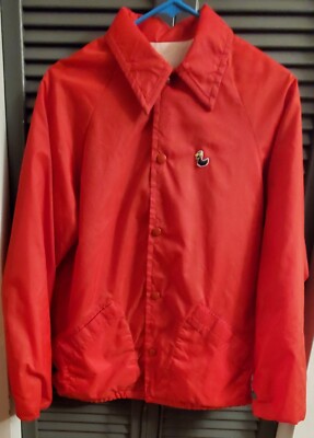 Vintage Duckster Jacket Lightweight Rain Windbreaker Snap Up Red M