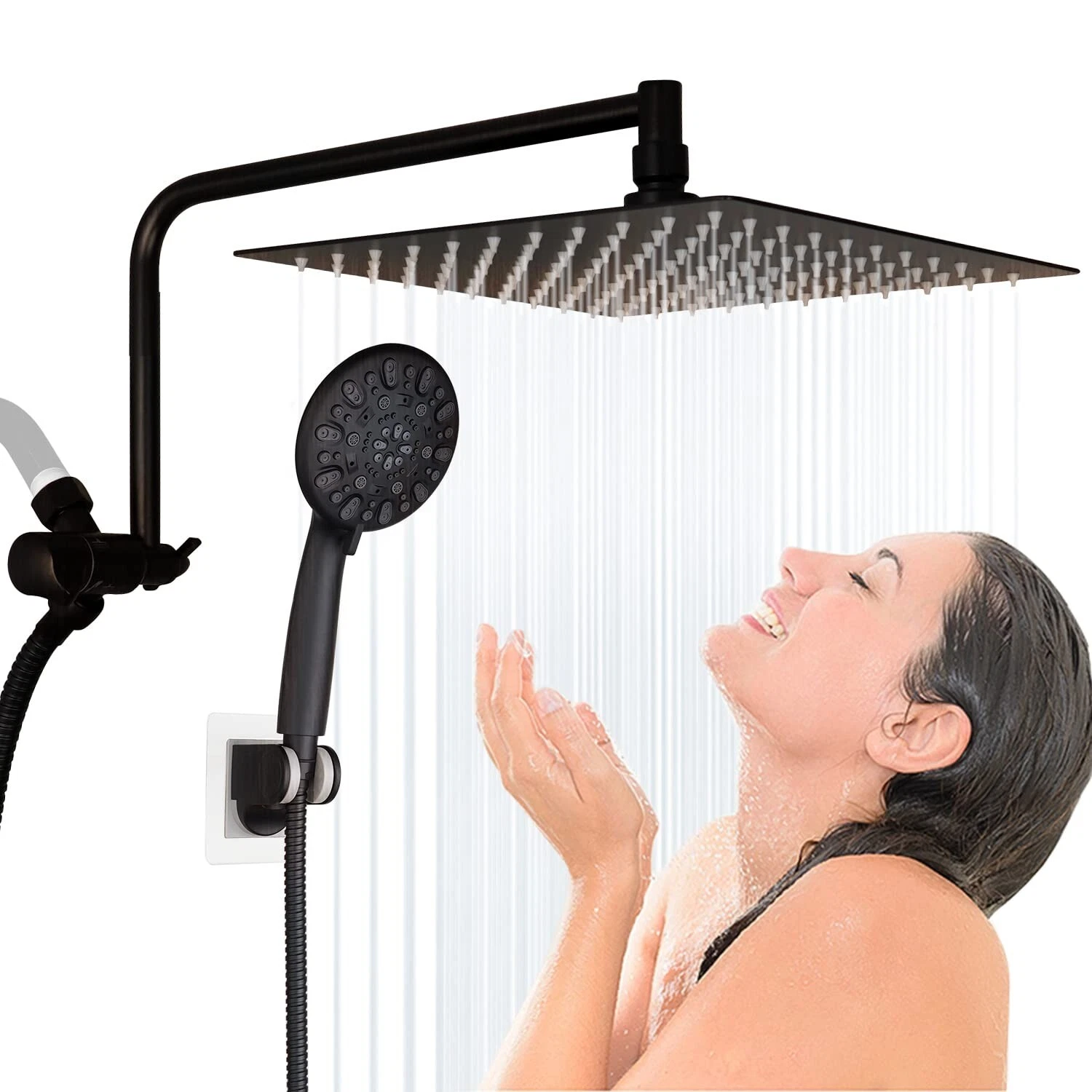 All Metal 10'' Rain Shower Head with Handheld Spray Combo High Pressure 71" Hose