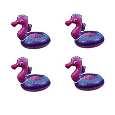 4 Inflatable Drink Holders Seahorse Pool Party Floating Cup Can