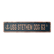 USS STETHEM DDG 63 Vintage Street Sign us navy ship veteran sailor rustic gift