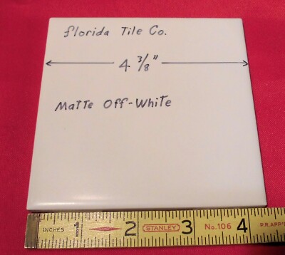 1 pc. Off-White Matte Ceramic Tile: 4-3/8'' by Florida Tile Co.  New Old Stock