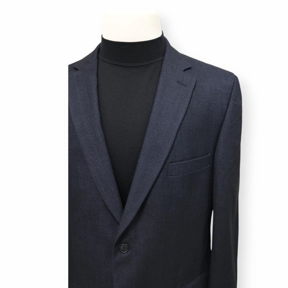 CLUB ROOM Hombre Azul Negro ESPIGA Abrigo Deportivo Traje Chaqueta Blazer 44 L Foto 3 de 4