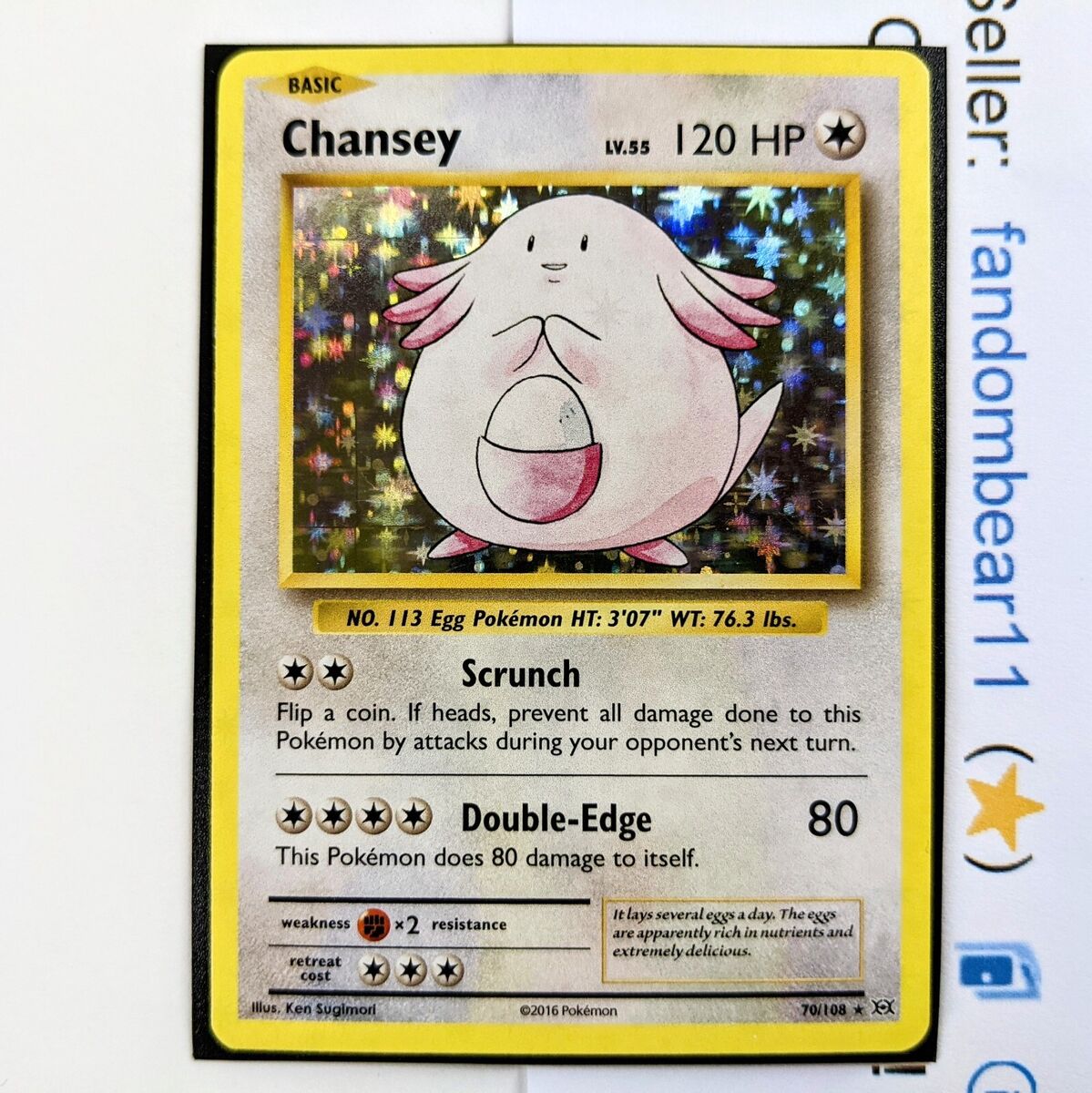 Chansey HOLO RARE card 70/108 XY Evolutions Egg Pokemon TCG