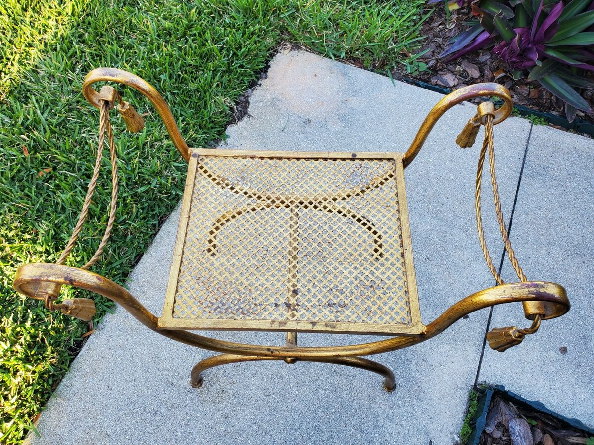 VINTAGE ITALY HOLLYWOOD REGENCY GILT IRON METAL ROPE VINTAGE ITALY HOLLYWOOD REGENCY GILT IRON METAL ROPE