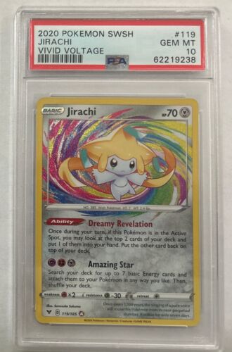 PSA 10 GEM MINT Jirachi 119/185 Vivid Voltage AMAZING RARE Pokemon Card - 第 1/2 張圖片