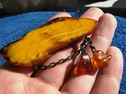 Real Baltic amber 16 g yolk yellow pin brooch gems 琥珀 USSR Jewelry