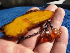 Real Baltic amber 16 g yolk yellow pin brooch gems 琥珀 USSR Jewelry
