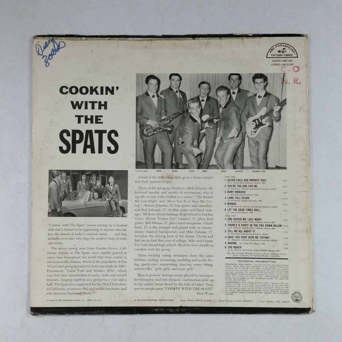 THE SPATS Cookin' With ABC502 Bell Sound sf LW LP Vinyl VG+