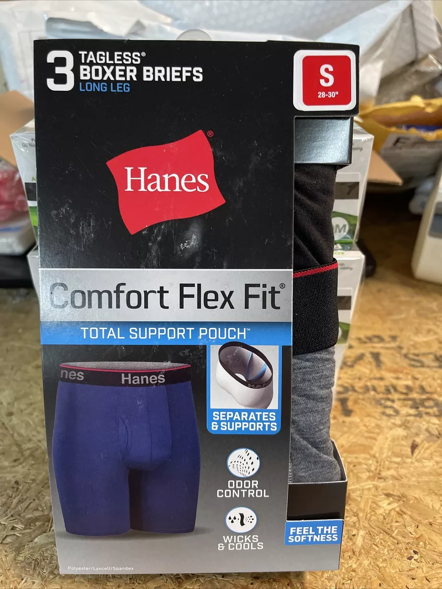 3 Pack Premium Comfort Flex Fit Long Leg Boxer Briefs Black Gray S