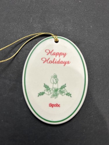 Spode Navidad Felices Fiestas Porcelana Ovalada Árbol de Navidad Adorno 2.75” - Imagen 2 de 4